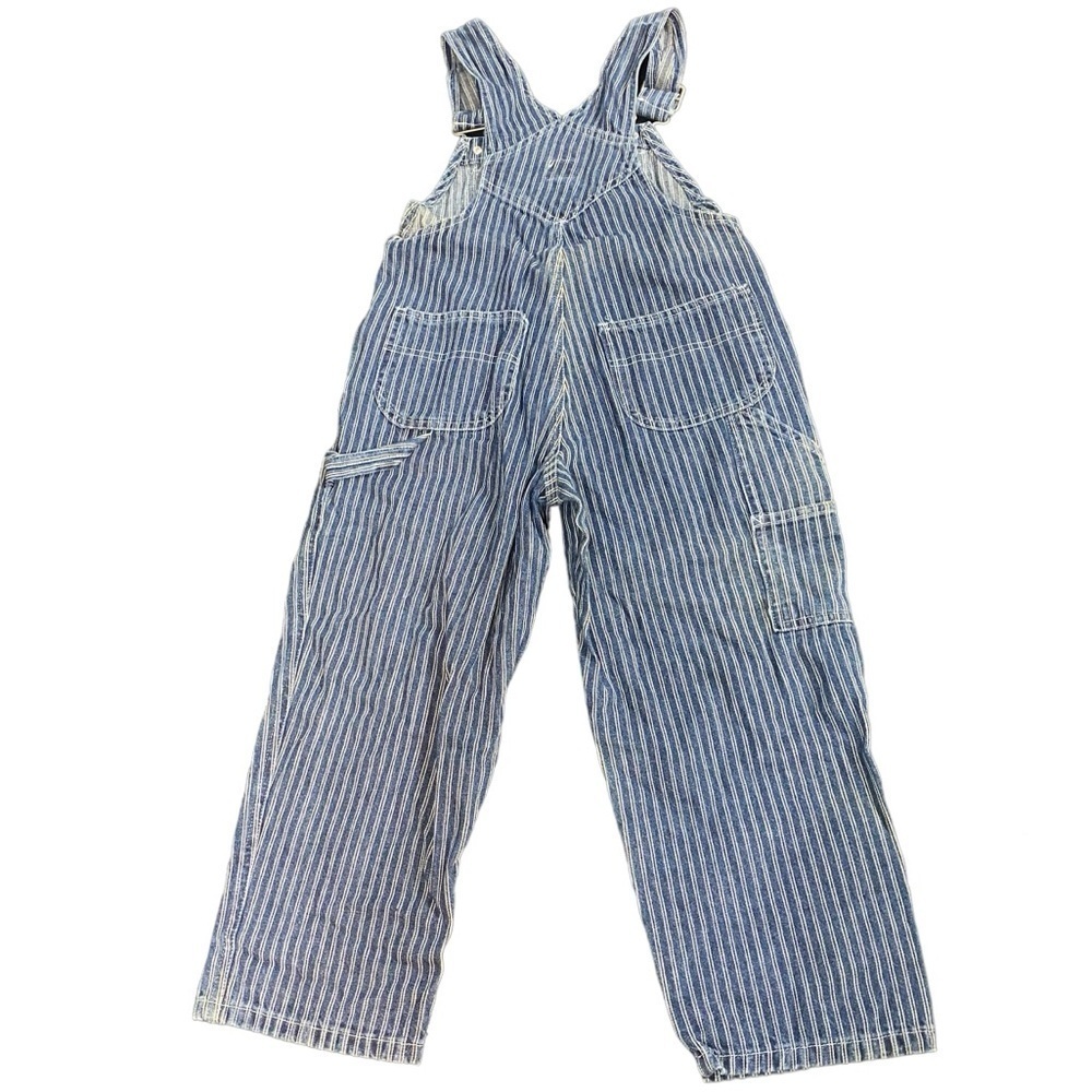 GAP Y2k Blue White Stripe Railroad Overalls Bibs Size XS - Picture 2 of 6